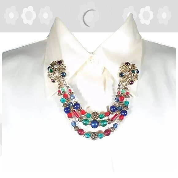 90s Collar Chain Brooch, Blazer Chains, Beret Chatelaine Pin, Collar Catch - Picture 1 of 16